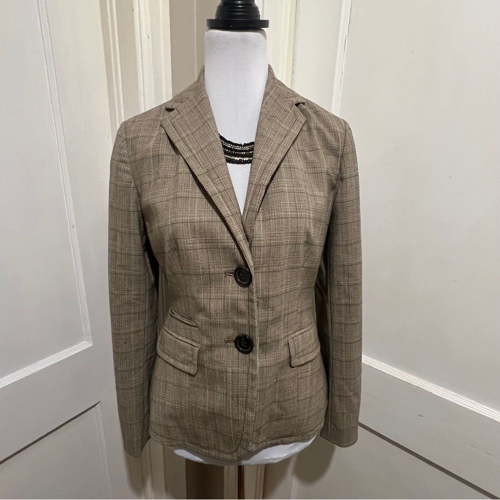GAP Women's Plaid Blazer in Beige